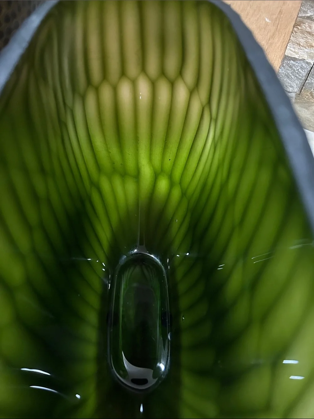 Reptilia frosted olive-green ribbed glass vase